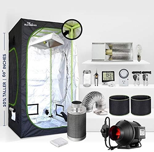 24" x 24" x 60" Complete Grow Tent Kit - 150 Watt HPS Grow Light, Rope Hangers, Fabric Grow Pots, Heat & Humidity Monitor, Electronic Timer & More - Easy Indoor Setup Grow Kits