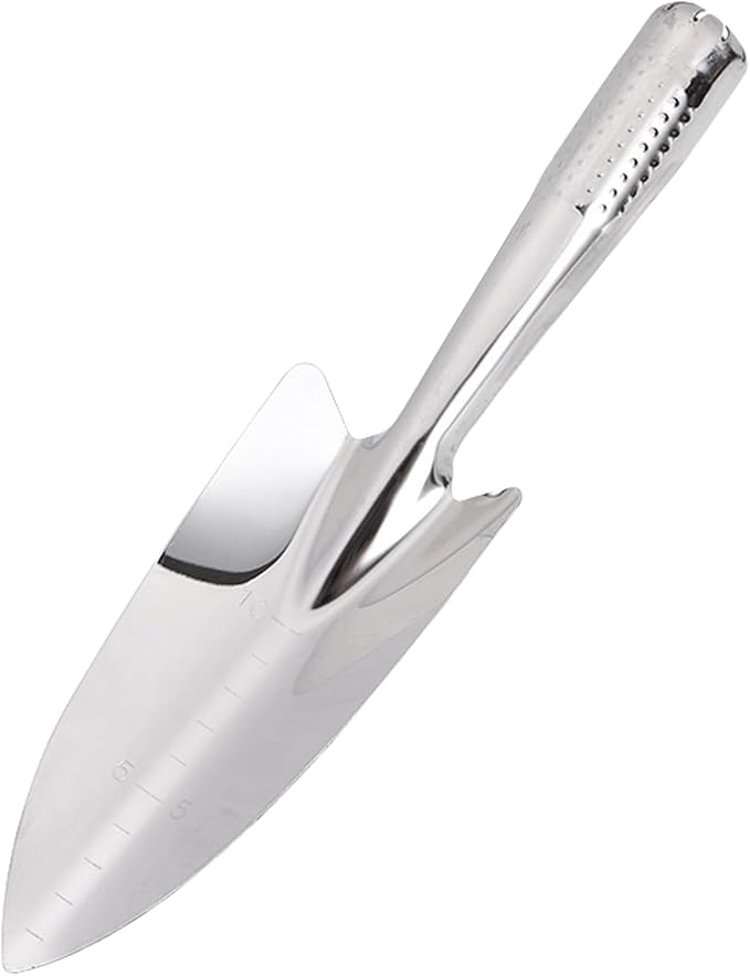 Garden Shovel with Measurement Mark, Stainless Steel Hand Trowel for Transplanting, Rustproof Digging Tool for Outdoor Garden Beds