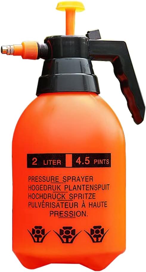 1 Pcs Garden Pump Sprayer, 0.5Gallon/68oz Hand-held Lawn Pressure Orange Spray Bottle with Adjustable Nozzle (FKM Gasket Update)