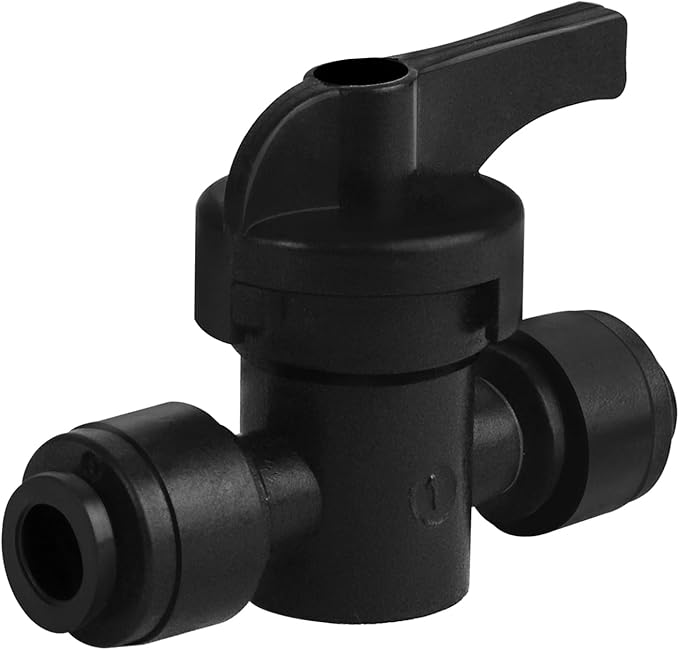 1/4 Inch Drip Irrigation Shut Off Valve Fittings, 6 Pieces Push-to-fit Micro Shutoff Valve Connectors for 1/4" Irrigation Tubing Leak Free Drip Line On Off Switch Parts Regulate Water Flow