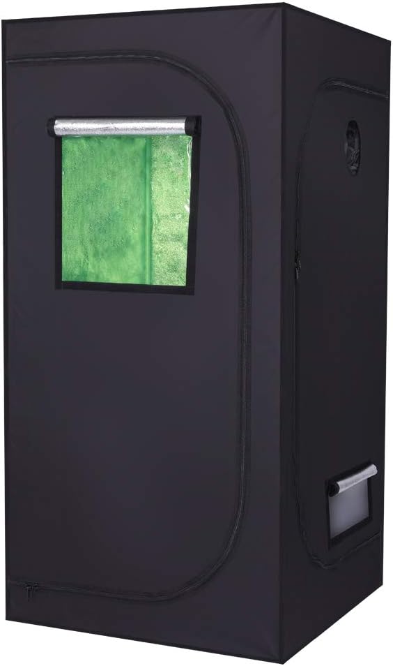 47"x24"x70" Grow Tent, High Reflective Mylar Hydroponic Plant Growing Room with Removable Observation Window & Floor Tray for Indoor Garage Plant Flower Herb