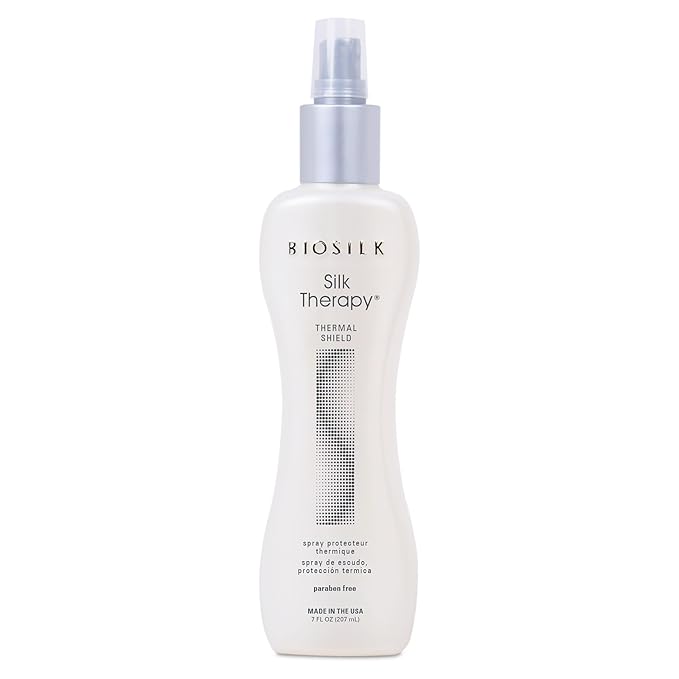 BioSilk Silk Therapy Thermal Shield Protection Spray, Heat Protectant for Hair, Shields Hair from Thermal Damage, Adds Shine & Holds Styles, Sulfate-Free, Paraben-Free, Cruelty-Free, 7 Oz