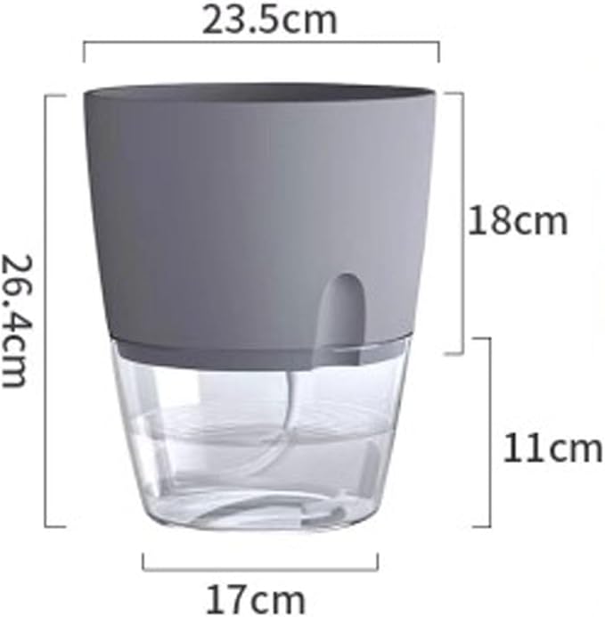 Self-Watering Planters, Plant Waterer for Indoor Outdoor Use Self Watering Plant Pot for Herbs Flowers Succulents, 2 Pcs (Gray, Extra Large)