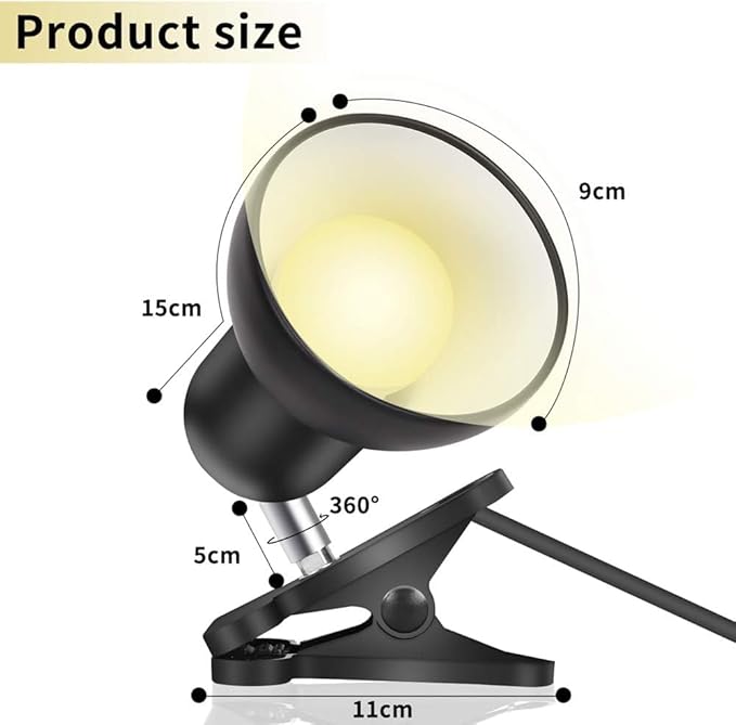 RONG&LAN Clip lamp,360° Rotation Clip on Lamp Portable Book Reading Light,Clamp on Desk/Table/Bunk Bed/Cupboard Home Lighting, (Desk lamp,Seven Colors for Your Choice) (Yellow)