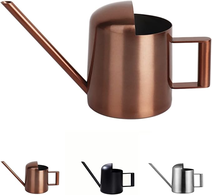 Watering Cans, 10oz/300ml Stainless Steel Long Spout Small Watering Sprinkling Pot, Indoor Outdoor Garden Flower Succulents Plant Watering Cans, Stylish Gardening Decoration(Bronze)
