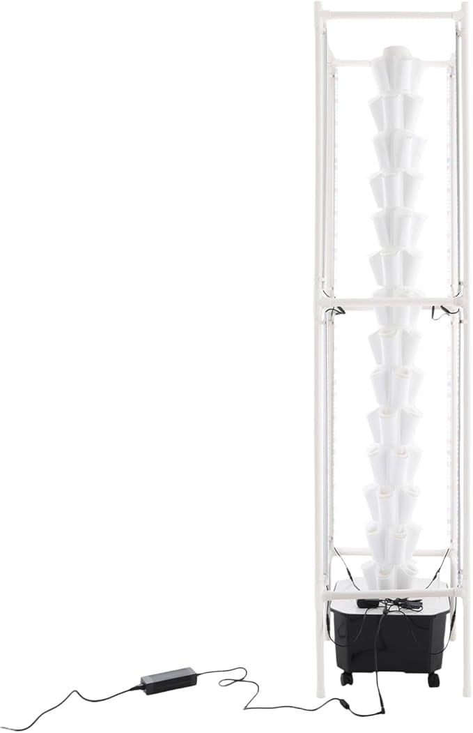 Hydroponic Growing System Kit - 70 Pods Large Vertical Hydroponics Tower with 8 LED Light Strips, 14-Tiers Smart Indoor Herb Garden for Kitchen Office Winter Balcony Planting (White)