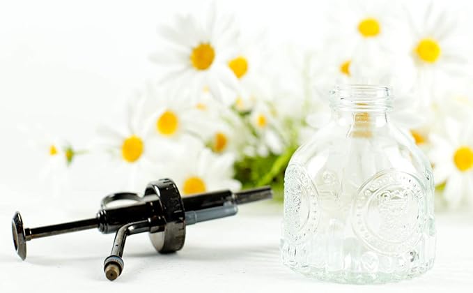 Hniuyun Glass Plant Mister Spray Bottle, 6.4 All Vintage Plant Spritzer Watering Can, Bronze Plastic Top Pump, Plant Mister Glass Watering Garden Tool (Clear)
