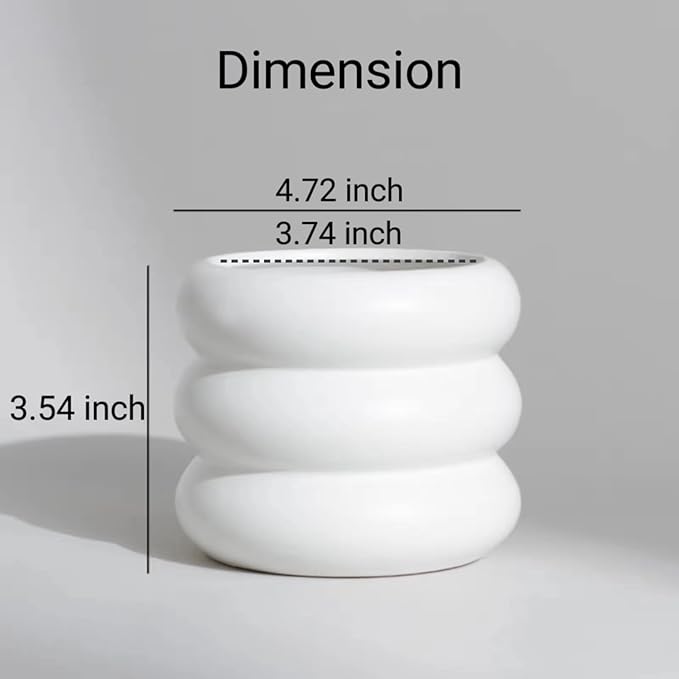 Ceramic Plant Pot Indoor, 4.5 Inch Flower Pot with Drainage Hole, Small Bubble Design Ceramic Planter for Home & Office Decor (White)