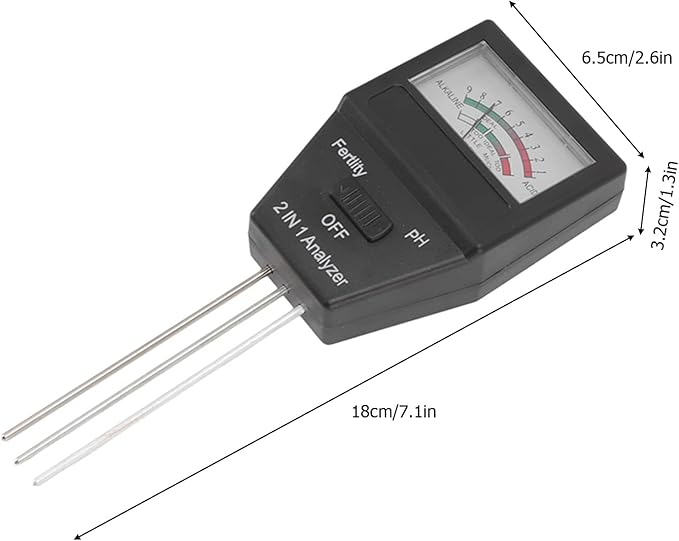 aqxreight 2 in 1 Soil Meter Fertility Tester with 3 Probes ABS Soil Meter Garden Supplies Fit for Home Garden Lawn Farm Indoor and Outdoor Use