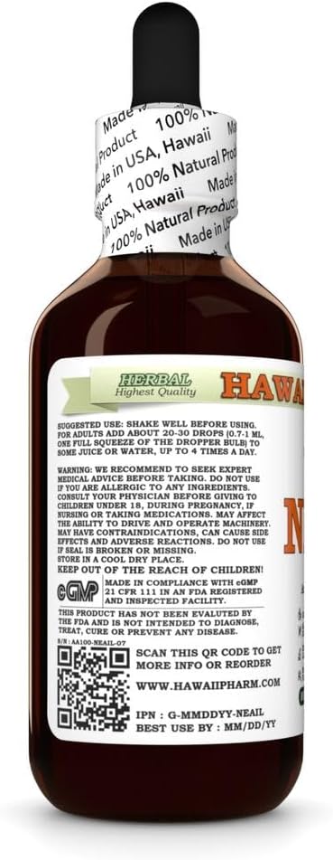 Hawaii Pharm Neem Alcohol-Free Liquid Extract, Professional Grade, Small Batch Crafted Neem (Azadirachta Indica) Dried Leaf Glycerite Natural Herbal Supplement, 2 fl.oz