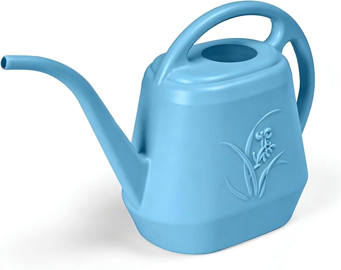 Hand Plastic Watering Can - for Indoor and Outdoor Home Garden Plants - with Long Spout - SkyBlue - 1/2 Gallon
