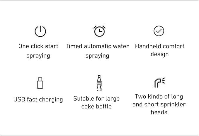 Electric Plant Sprayer Spout Battery Powered USB Rechargeable Handheld Automatic Watering Sprayer Head with Spray Bar for Home Garden (A)