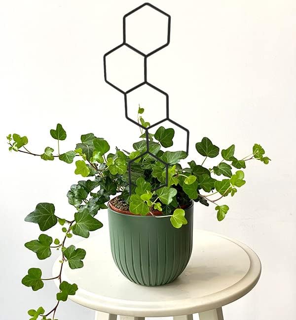 Wellsign Plant Trellis for Climbing Plants Indoor, 15.94Inch Small Garden Metal Houseplant Trellis for Potted Plants Outdoor with 4 Patterns for Vine Ivy Flower Plant Support Lover Gifts Lattice