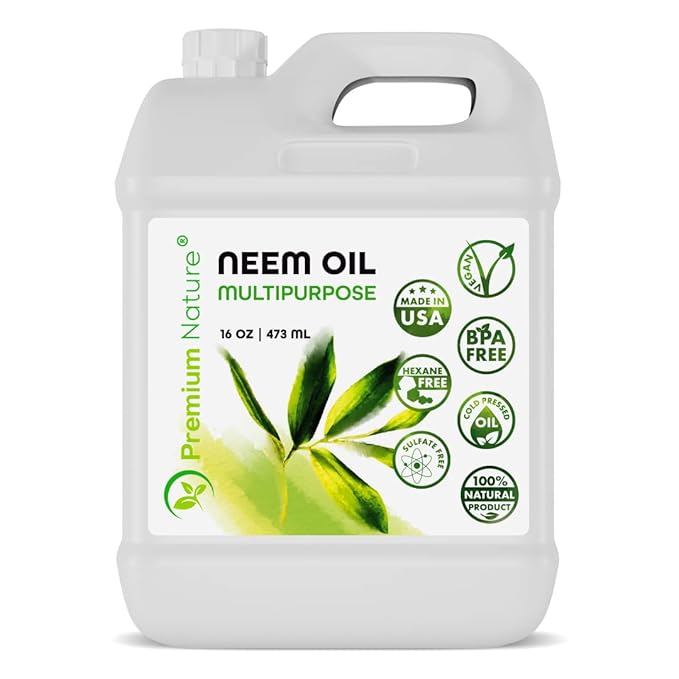 Premium Nature Organic Neem Oil for Skin and Hair Need Oil 100% Pure Cold Pressed for Essential Oil Mixing Neem Oils for Plants Neem Cake Massage Oil Neems Spray for Indoor Plants 16 oz