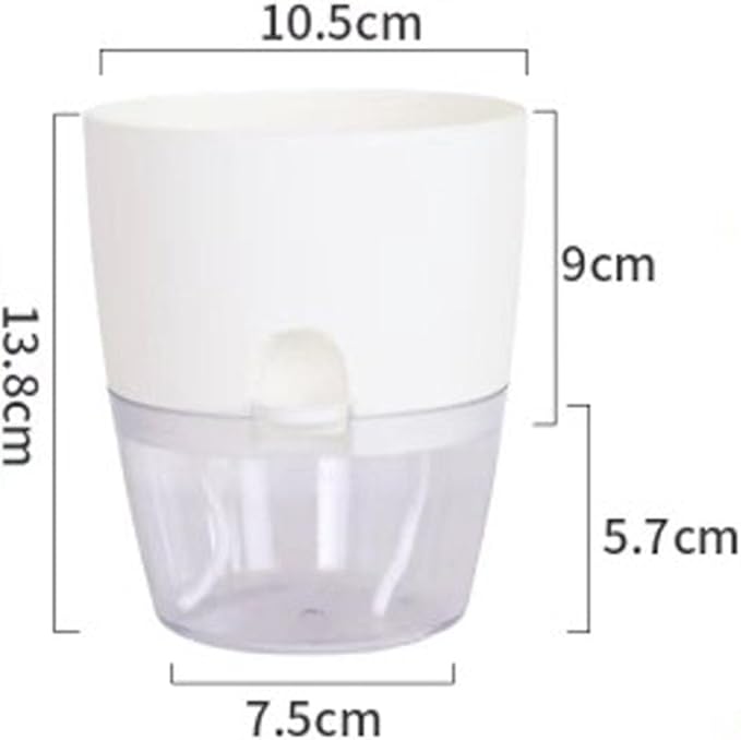 Self-Watering Planters, Plant Waterer for Indoor Outdoor Use Self Watering Plant Pot for Herbs Flowers Succulents, 2 Pcs (White, Medium)