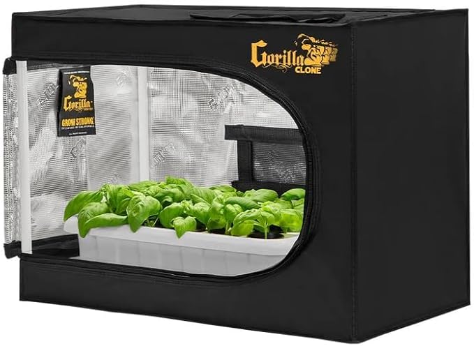 Gorilla Clone Tent | Complete Reflective Hydroponic Grow Tent for Seedlings and Cloning Plants, with Windows, Double-Cinching Ducts, and Micro-Mesh Pre-Filters (Complete Hydro Kit (18" x 13" x 25"))