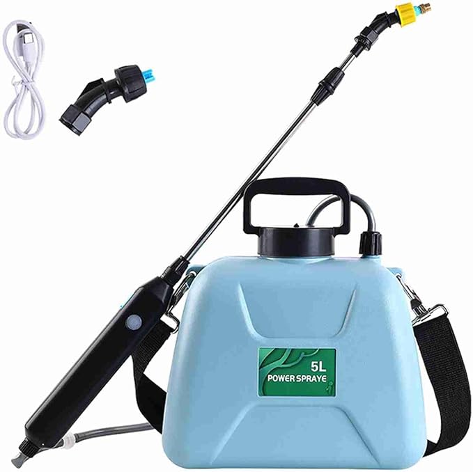 Garden Sprayer 5L, Shouldered Sprinkler with Telescopic, Handheld Electric Plant Spray Bottle, Atomizing Watering Bottle for Car Cleaning Pesticides Insecticides, Blue