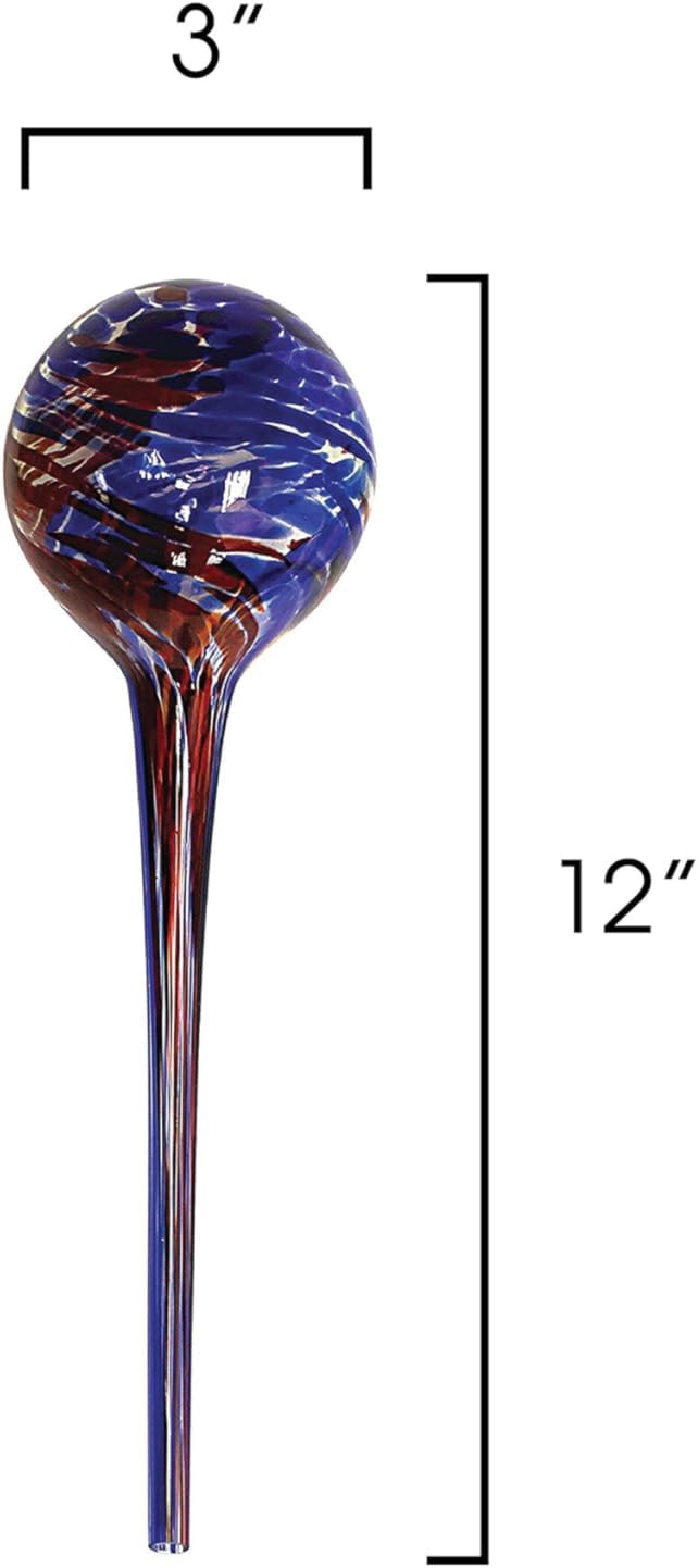 4-Piece Watering Globe Set, Colorful Hand-Blown Glass Plant Watering System