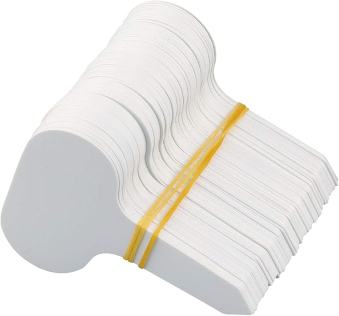 KINGLAKE 100 Pcs White Plastic Plant Labels Waterproof T-Type Plant Tag Nursery Flower Garden Labels