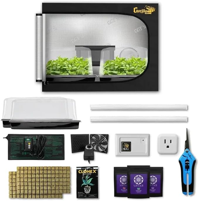 Gorilla Clone Tent 24x24x32 Inch Indoor Propagation Tent for Seedlings, Clones, and Cuttings, 210D Reflective Canvas, Micro-Mesh Filters, Fits 2 Standard Seedling Trays