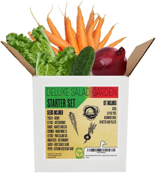 Deluxe Salad Garden Starter Kit - Includes: Seeds, Peat Pots, Netted Coir Pellets, and a Beginners Guide - Easy Starter Kit for Gardeners - Heirloom, Non-GMO (Deluxe Salad Garden Starter Set)