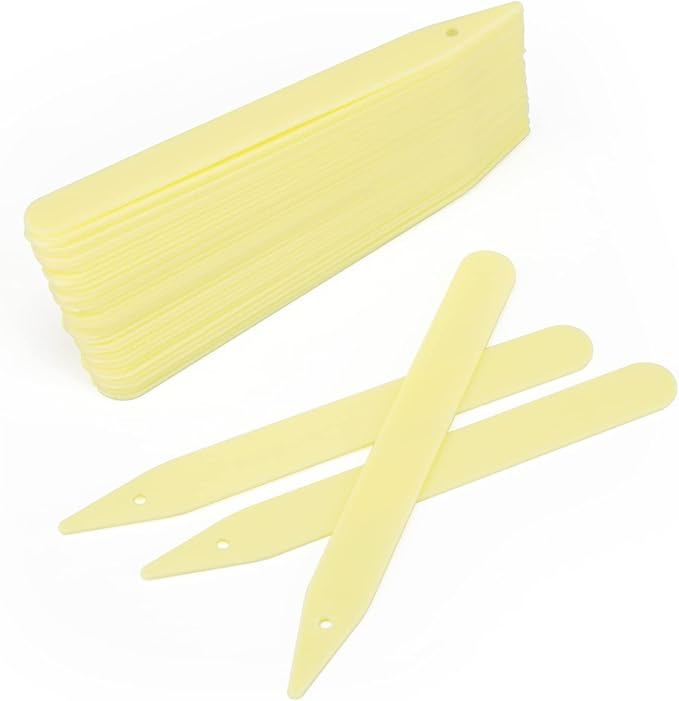 KINGLAKE 100 Pack 4.7 Inch Gardening Labels: Thick, Waterproof, Yellow Plastic Stakes with Plant Name IDs for Seedling, Vegetable
