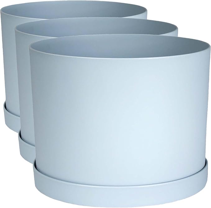 Bloem Mathers Planter w/Saucer Tray 8" Misty Blue (Pack of 3)