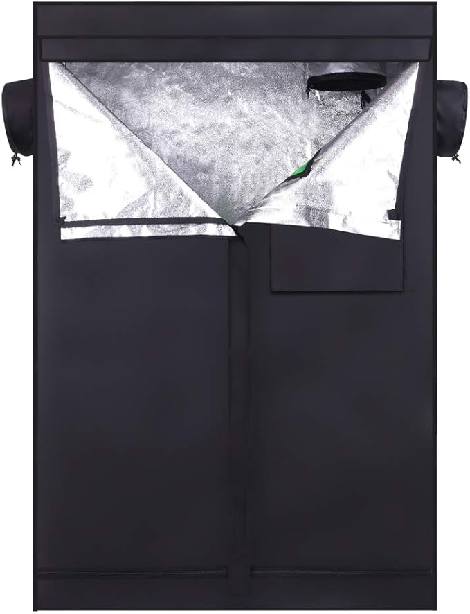 Grow Tent, 120 x 60 x 180cm, Black, Plant Growing Tent with Observation Window, Floor Tray and Tool Bag for Hydroponics Indoor Plant Growing