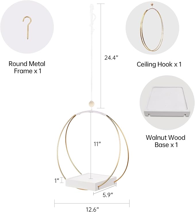 Adnkwolivt Mid Century Boho Macrame Metal Planter - Indoor/Outdoor Hanger, Conner Ceiling, Gift for Mom or Plant Lovers, Housewarming