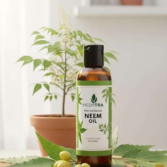 Natural and Pure Neem Oil, Cold Pressed, Undiluted, for Garden and Plants, Shampoo, Lotion and Hair oil, 4 fl Oz