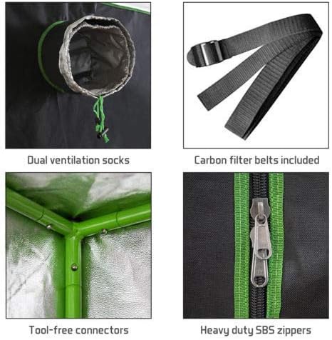 24" x 24" x 60" Complete Grow Tent Kit - 150 Watt HPS Grow Light, Rope Hangers, Fabric Grow Pots, Heat & Humidity Monitor, Electronic Timer & More - Easy Indoor Setup Grow Kits