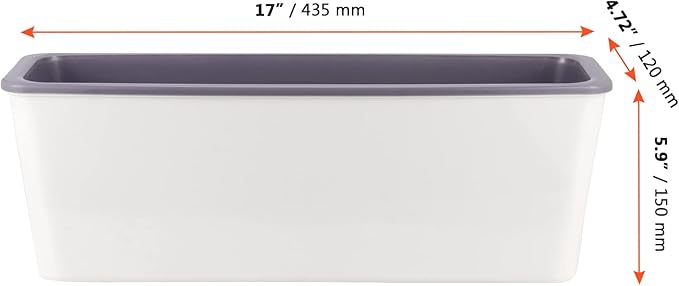 SINJEUN 2 Pack Rectangular Self Watering Planter 17 x 6 Inch, Rectangular Self Watering Flower Plant Pots with Drainage Holes, Garden Window Sill Planters Flower Pot for Indoor Outdoor Use