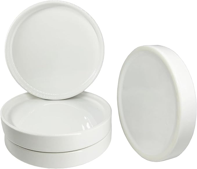 Yukfona Plant Saucer Pot Tray Planter Saucers 4 Pack 4 in,5 6 7 8 9 10 11 12 13 Inch for Indoors Outdoor, Durable Sturdy Ceramic Flower Drainage drip Water Tray for Glazed Pots Base (4 Inch-White)