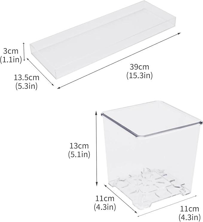 Indoor Herb Garden Kit, Herb Planter Set with Tray, Set of 3 Acrylic Garden Pots, Window Sill Plant Shelf with Drainage Holes and Labels & Marker Pen, Rosemary Plant Pots
