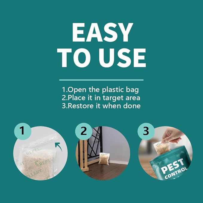 Pest Control Pouches, Rodent Repellent, Mouse Repellent, Repel Mice, Mouse, Rats, Ants, Roaches, Spiders, Moths & Other Pest, Rat Repellent Safe for Kids & Pets, Mice Repellent 8P