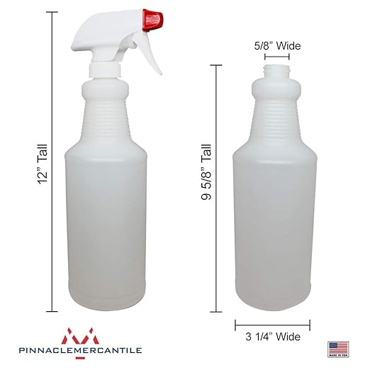 Pinnacle Mercantile Plastic Spray Bottles Leak Proof Technology Empty 32 oz Pack of 36 Made in USA