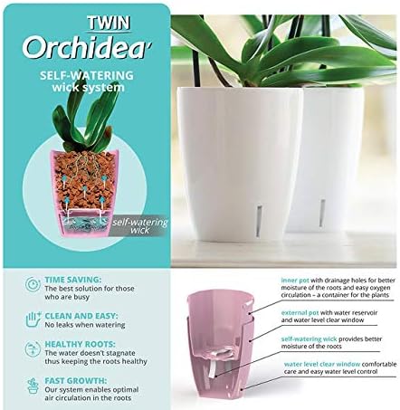 Santino 5.9 Inch ORCHIDEA Self Watering Pots for Orchids in Blue (Set of 3) - Decorative Wicking Planter with w/Great Aerification, Drainage and Water Level Indicator