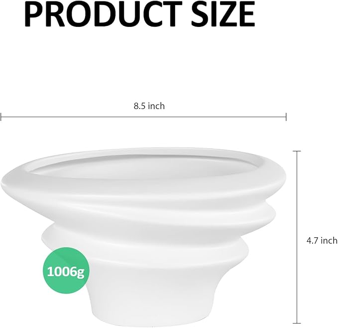 OXART 8.5 inch Ceramic Plant Pot, Plant Pots for Indoor Plants with Drainage, Outdoor Flower Pots Home Office Decorative Planters Pot for Succulent, Snake Plant and Pothos, White