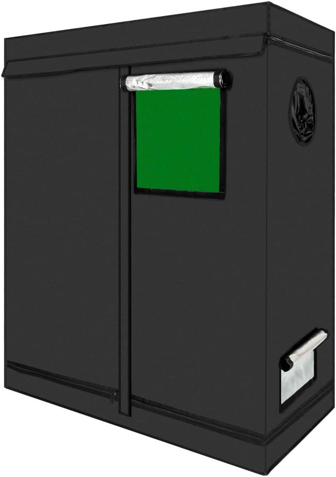Home Dismountable Hydroponic Plant Grow Tent with Window, Black, 120×60×150 cm