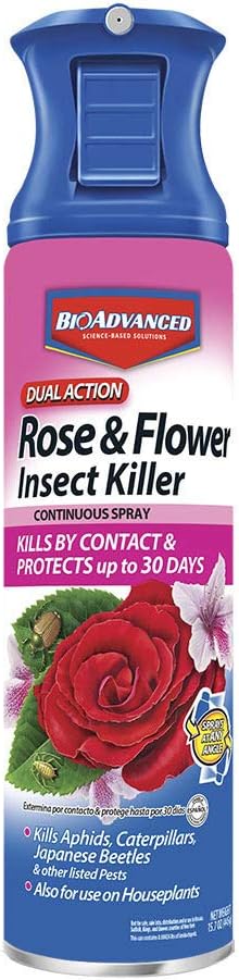 BioAdvanced Dual Action Rose and Flower Insect Killer, Continuous Spray, 15.7 oz