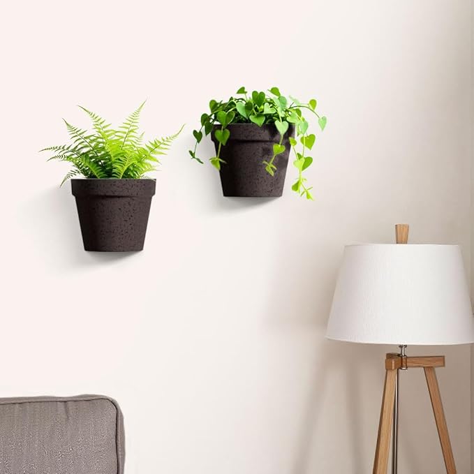 2 Pack Plastic Wall Planter for Indoor Plants, 7.5 Inch Hanging Wall Planter Pots, Wall Mounted Succulent Planters (Iron)