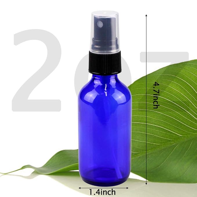 Wedama Spray Bottle, 2 oz Fine Mist Glass Spray Bottles, Little Refillable Liquid Containers for Watering Flowers Cleaning (16 Pack, Blue)