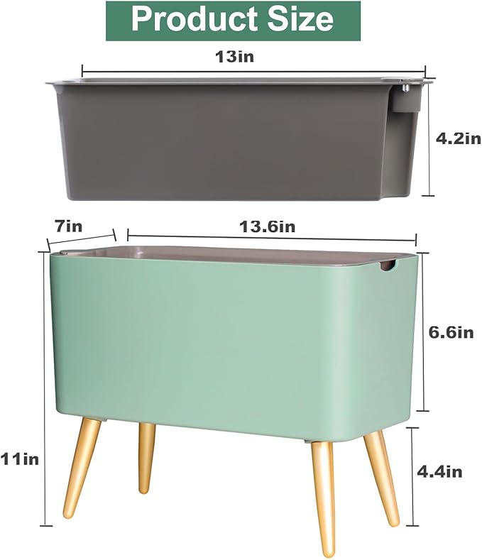 Oliz 13.5 Inch Planter Pot with Metal Craft Legs, Self Watering Planter Pots with Water Shortage Alarm Plant Pot for Indoor Outdoor Decorative Succulents Herb (B- Green)