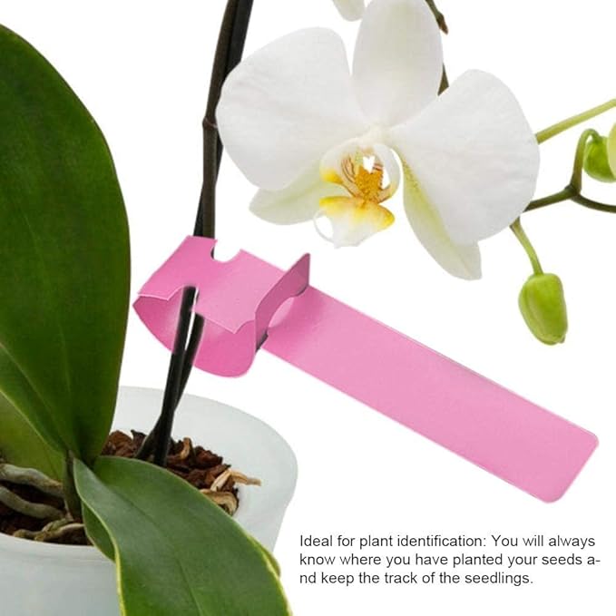 DaTpuik 100Pcs Pink Tree Tags Wrap Around Plant Tags Markers,Removable, Adjustable Garden Labels Plant Tags with Large Writing Surface 8.27"x0.8"