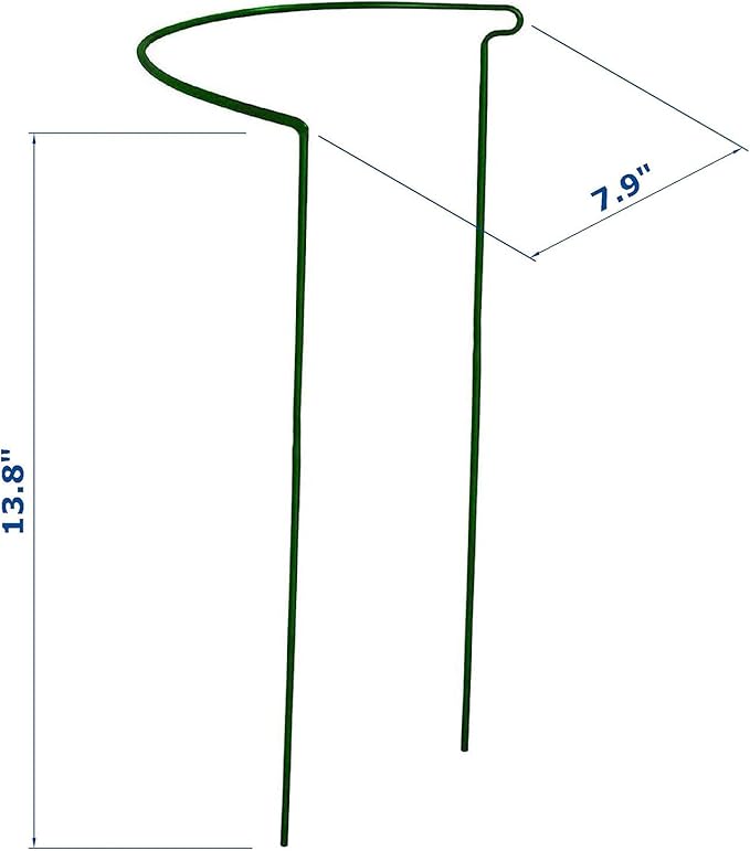 6 Pack 13.8 Inch High Plant Stake,Garden Plant Support,Half-Round Peony Cage Plant Ring Hoop