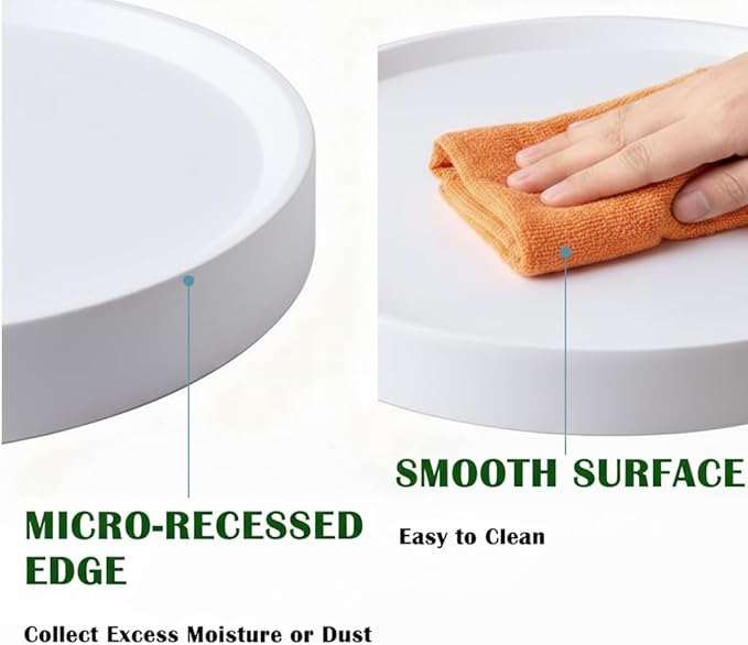 2Pack Plant Caddy with Hidden Wheels, 14.8 Inch Round Plant Stand, White Mobile Tray for Large Flower Pots, Air Purifiers & Indoor Outdoor Use