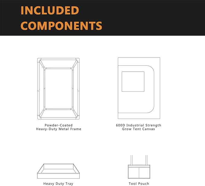 4x2 Grow Tent Kit (48"x24"x71") - Heavy-Duty 600D Diamond Mylar Lining, 98% Reflective, Viewing Window & Waterproof Floor Tray for Hydroponics Indoor Growing