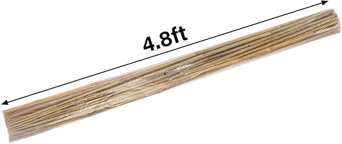 4.8ft Natural Bamboo Plant Stakes 20pcs for Tomatoes, Beans, Flowers, Potted, Climbing Plants