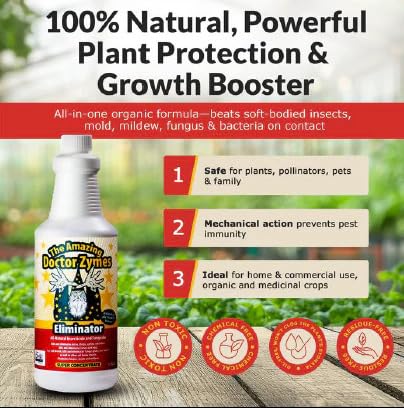 Eliminator Concentrate – Organic Enzyme Insecticide & Miticide – Safe Pest Control for Gardens, Crops, Homes & Pets – Natural Bug Spray for Aphids, Mites, Whiteflies, Flies, Mildew & Fungus