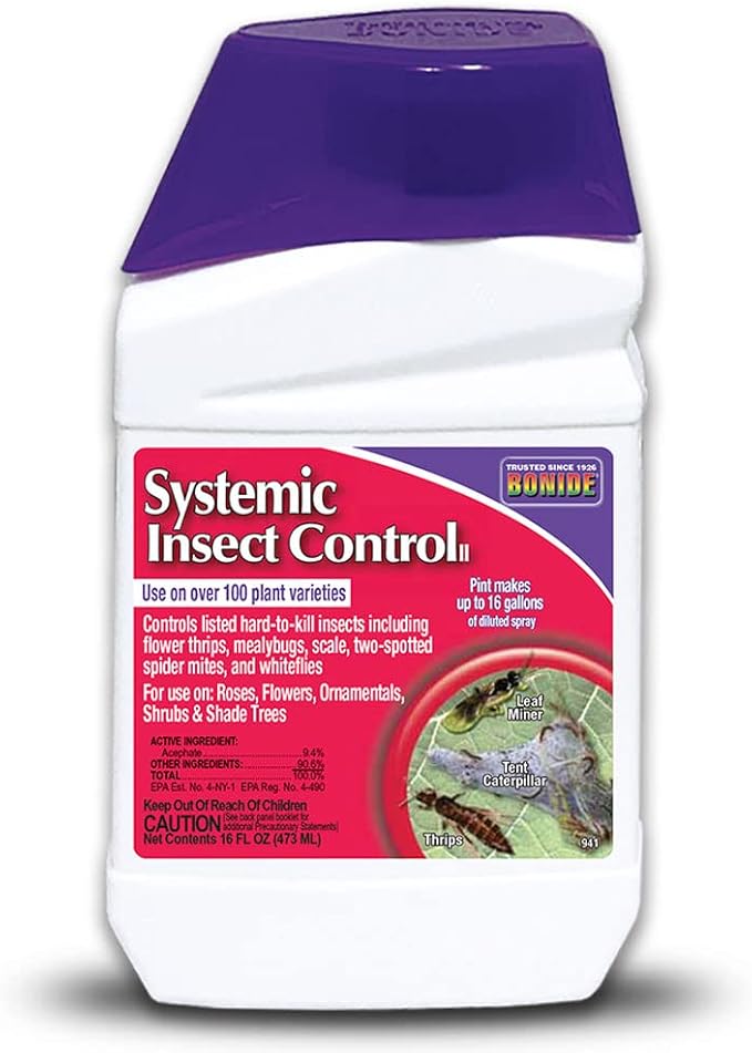 Bonide Systemic Insect Control, 16 oz Concentrate Long Lasting Insecticide for Outdoor Gardening, Makes 16 Gallons